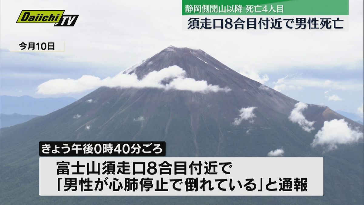 富士山須走口８合目で男性が心肺停止で発見　その後死亡確認（静岡県警）