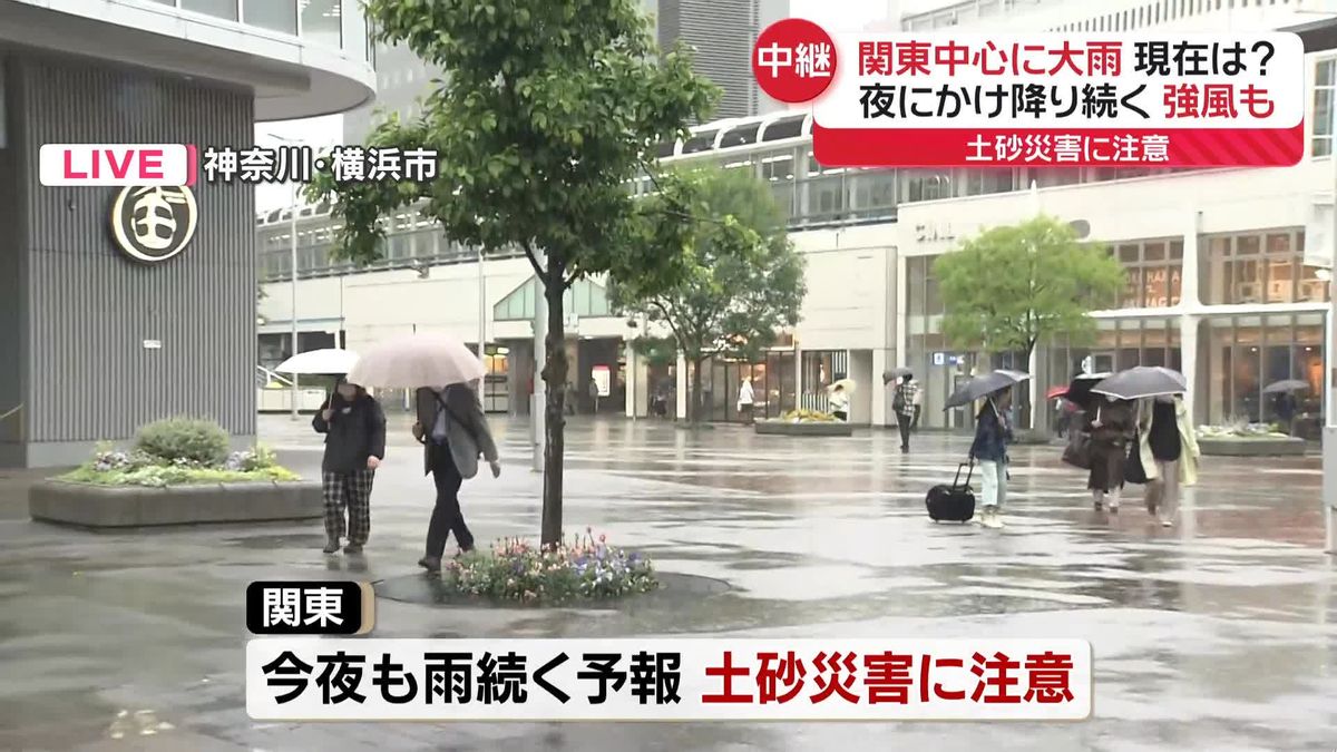 【中継】関東中心に大雨　夜にかけ降り続き強風も、土砂災害に注意