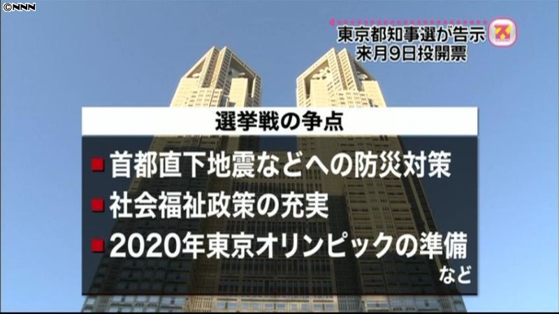 東京都知事選が告示　選挙戦始まる