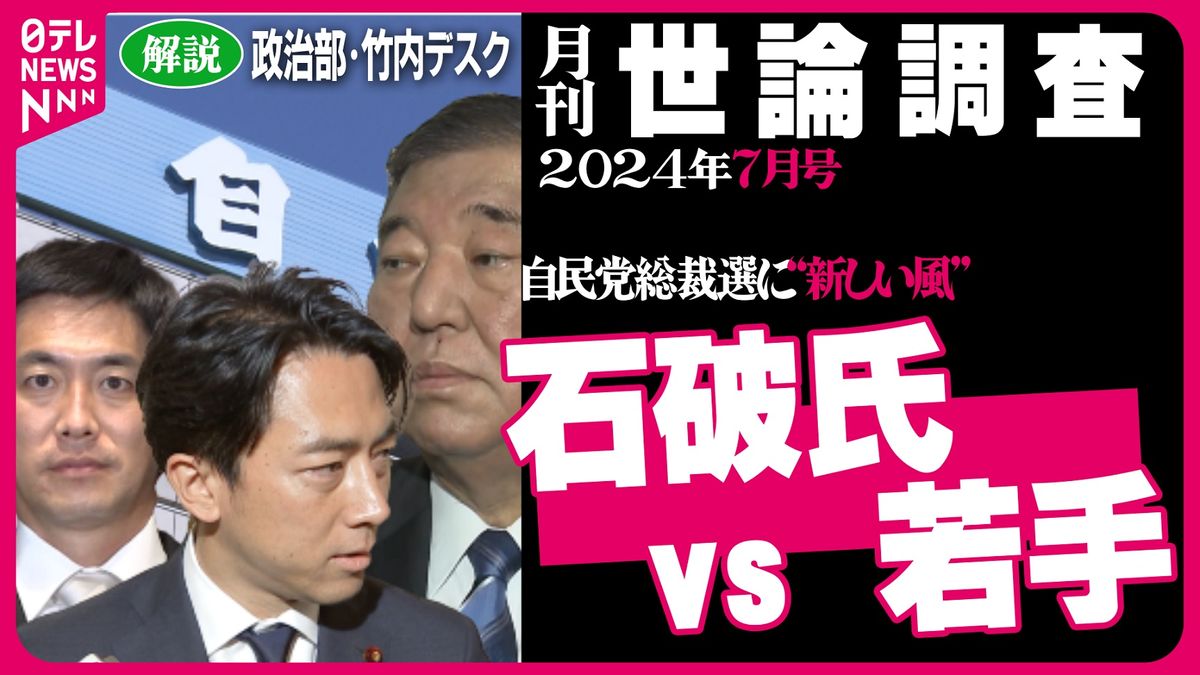 【政治解説】石破氏 vs 若手？“ポスト岸田”の行方は… 岸田首相“続投”を支持する声も  2024年7月最新世論調査解説