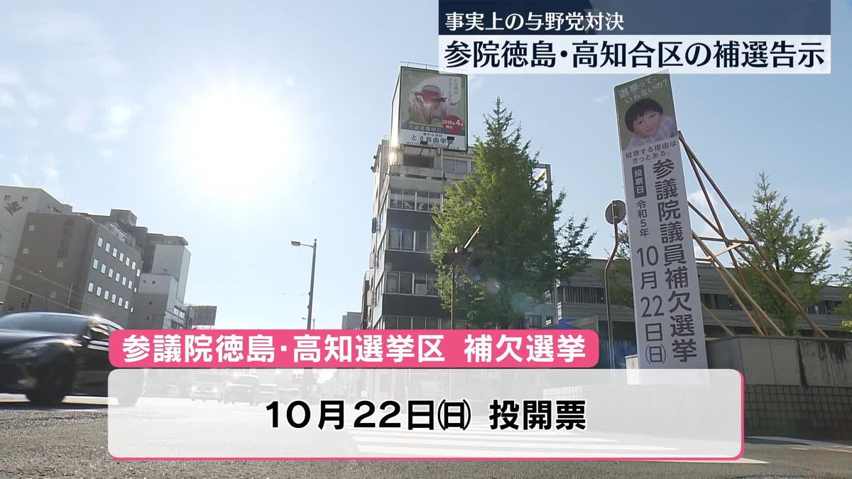 参議院徳島・高知選挙区の補選告示される　元職・新人の2人が立候補　事実上の与野党対決