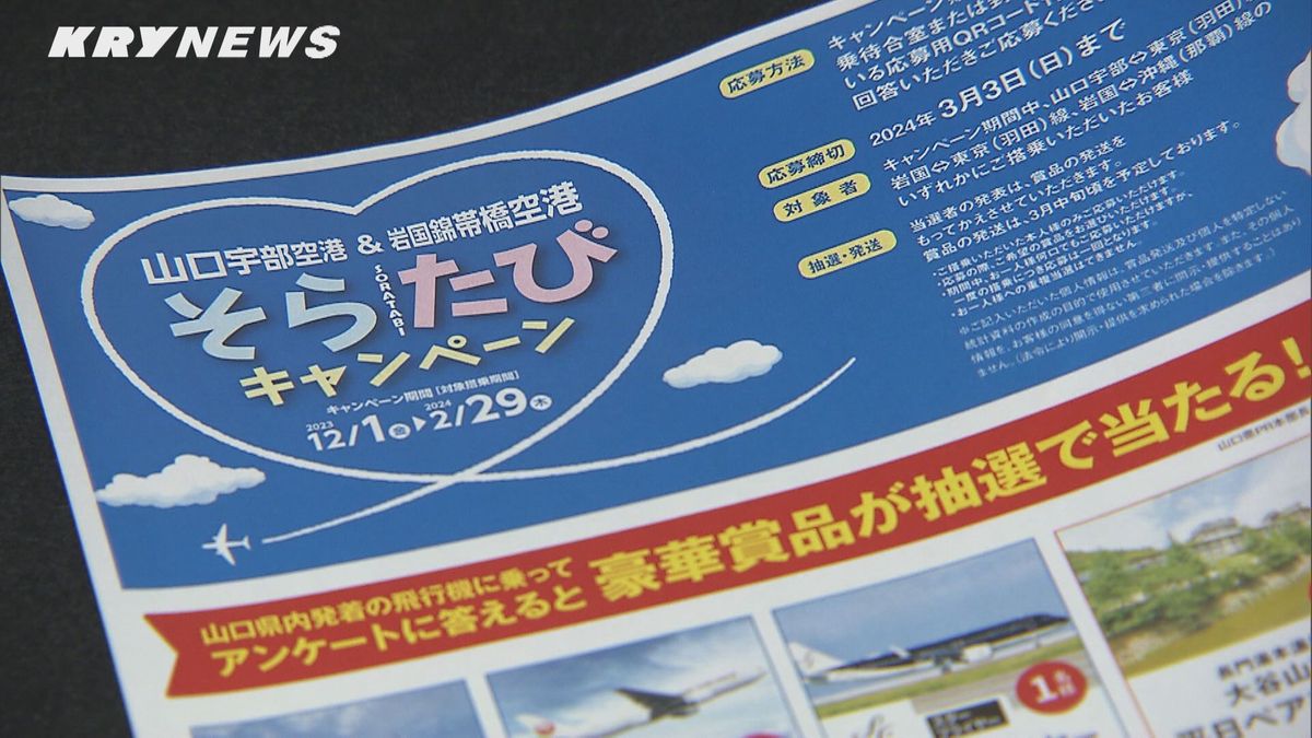 山口県内２空港で初のアンケート調査実施へ…抽選で旅行券やトラフグ刺身も