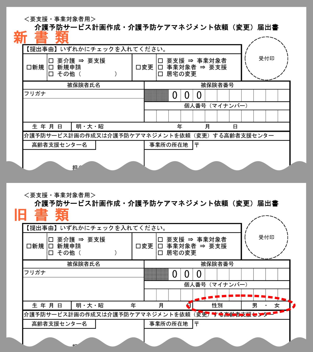 東さんの活動成果の一つ：性別記入欄をなくした、法律に縛られない町田市の公的な書類の一部