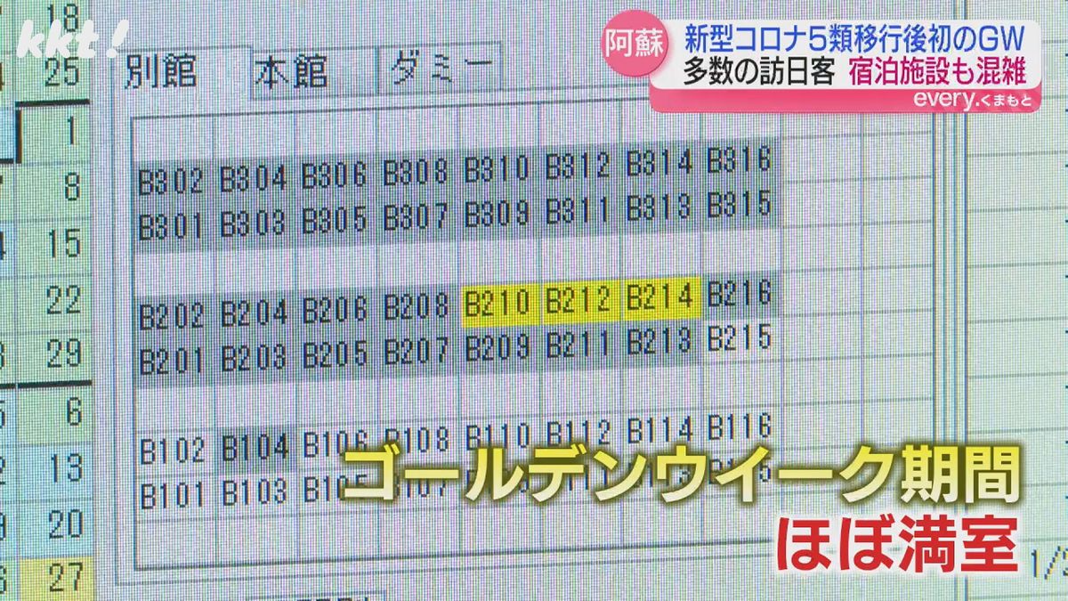 阿蘇市のホテルではゴールデンウイーク期間ほぼ満室