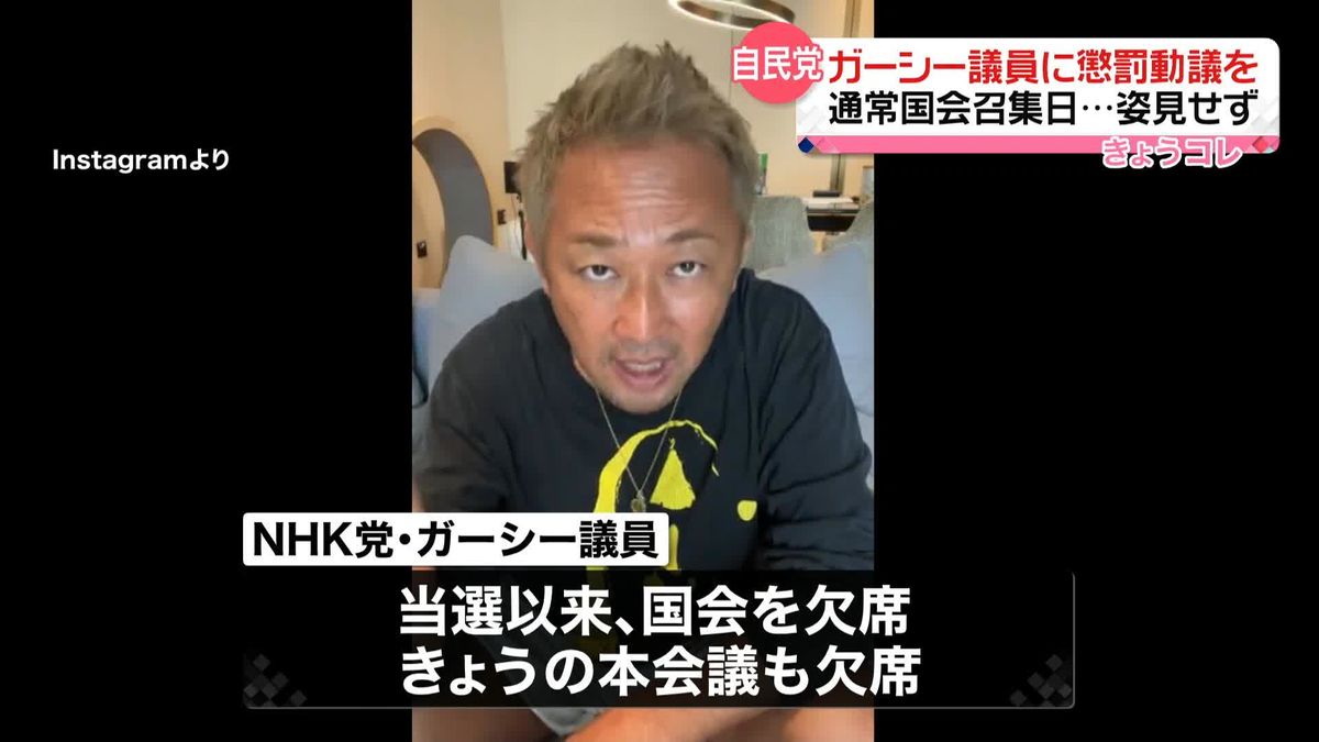 ガーシー議員の国会欠席　自民「懲罰動議について協議を」　野党に提案