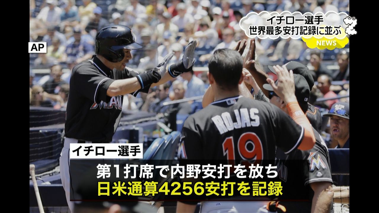 イチロー選手 メジャー最多安打記録に並ぶ｜日テレNEWS NNN