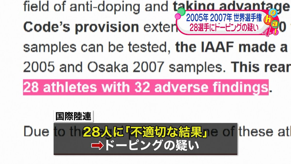 陸上　世界選手権でも２８人ドーピング疑惑