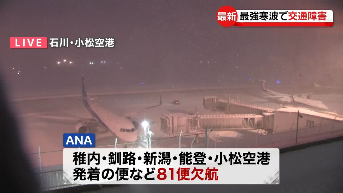 日本海側を中心に大雪…各地で影響　停電や高速道路の通行止め　空の便欠航も