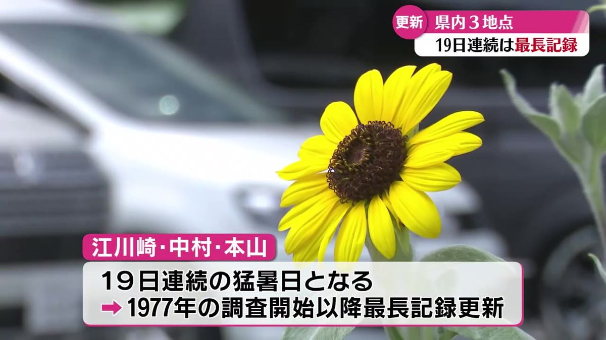 高知県内 猛暑日の地点が相次ぐ！ 四万十市江川崎など3地点で19日連続の猛暑日となり最長記録を更新【高知】