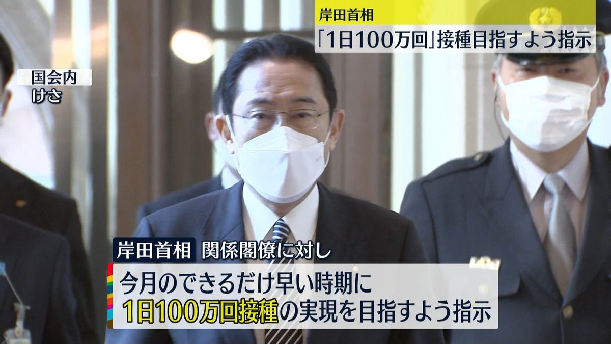 岸田首相“1日100万回接種”目指すよう指示
