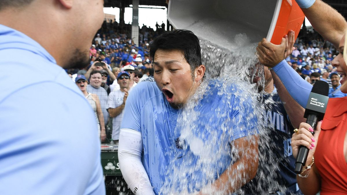 サヨナラタイムリーを放った鈴木誠也選手(写真：USA TODAY Sports/ロイター/アフロ)