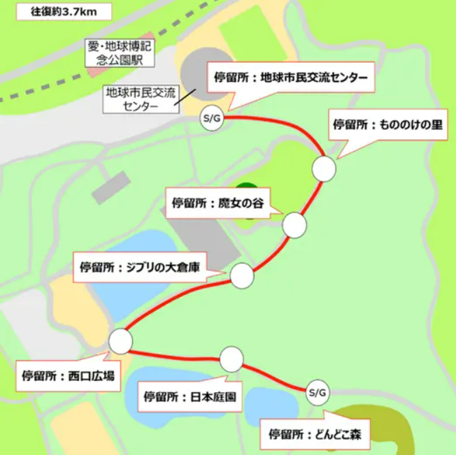 今年度の実証実験で運行するコース（愛知県提供）