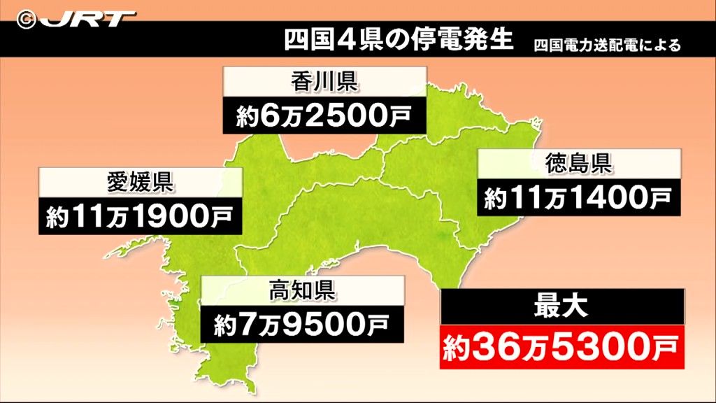 県内では最大約11万1400戸が停電　四国の大規模停電はなぜ起きたのか?【徳島】