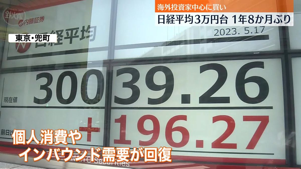 日経平均株価3万円超え　投資家も期待感「経済が動き始めたのが大きい」