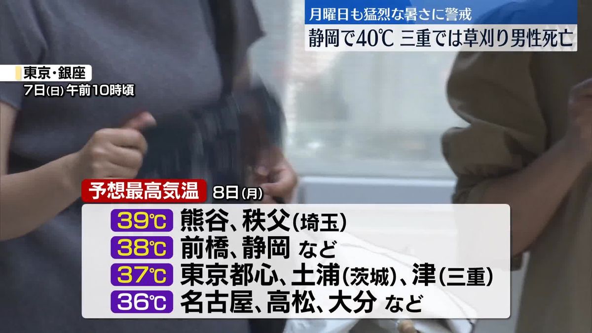 各地で危険な暑さ…静岡市では最高気温40℃を記録　あすも熱中症に厳重警戒を