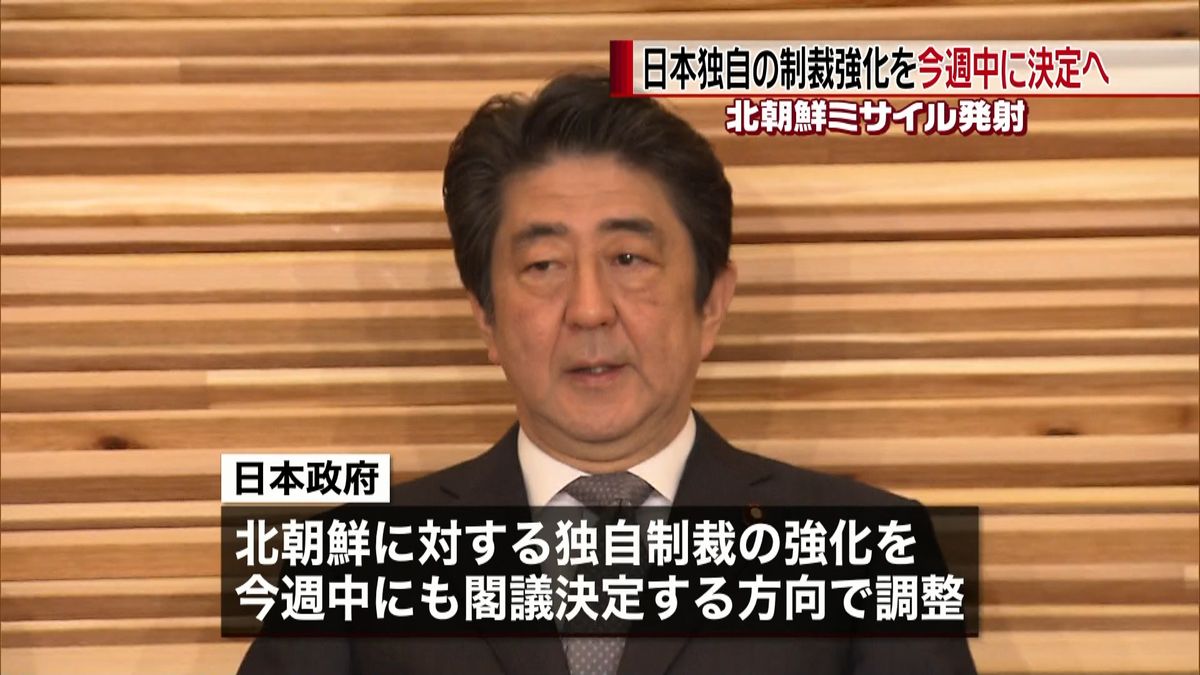 政府、日本独自の制裁強化を今週中に決定へ