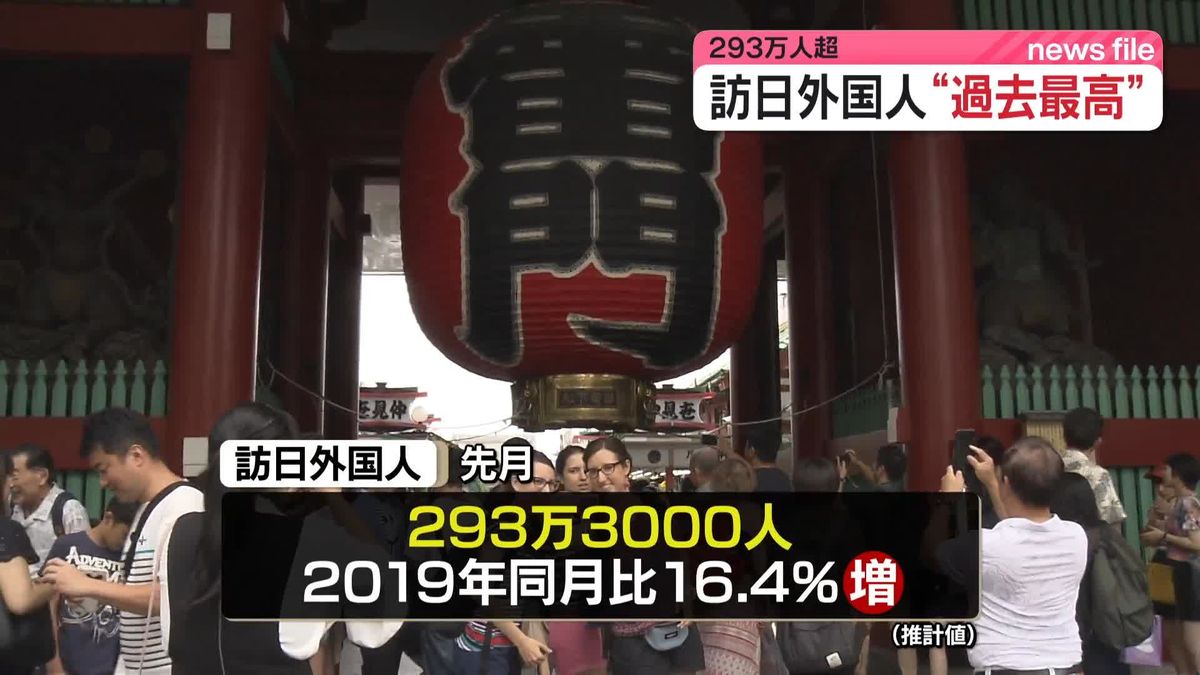 日本訪れた外国人約293万人…8月として過去最高を更新