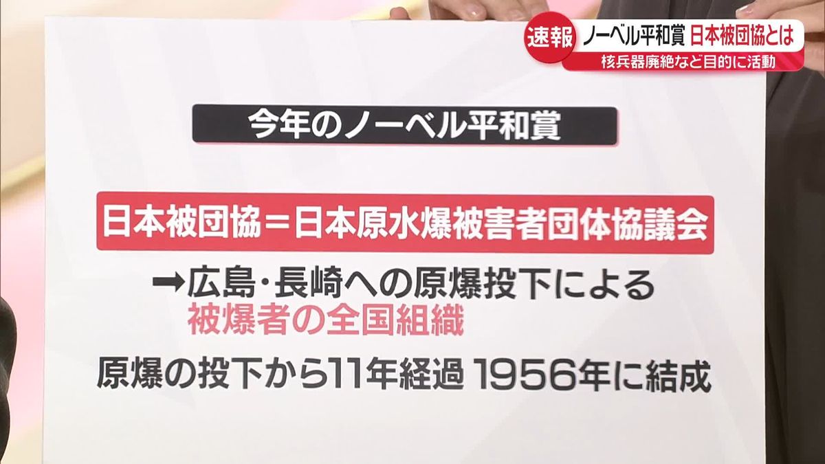 ノーベル平和賞に決定「日本被団協」とは　核兵器廃絶など目的に活動