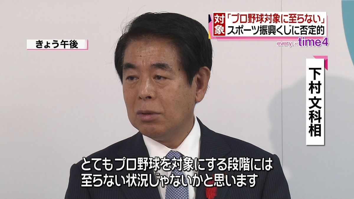 プロ野球の振興くじ対象に否定的　文科相