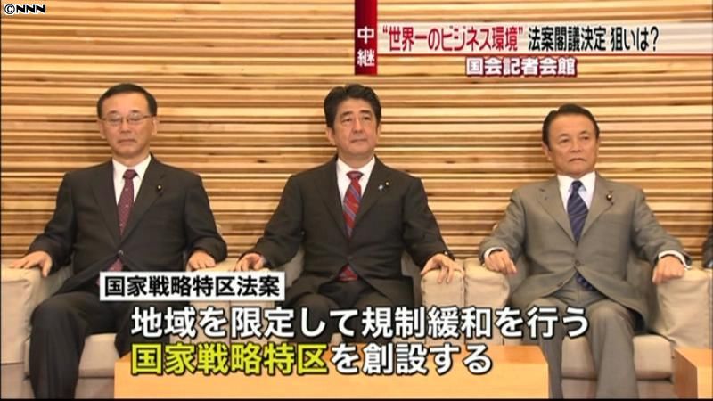 政府、「国家戦略特区」創設法案を閣議決定