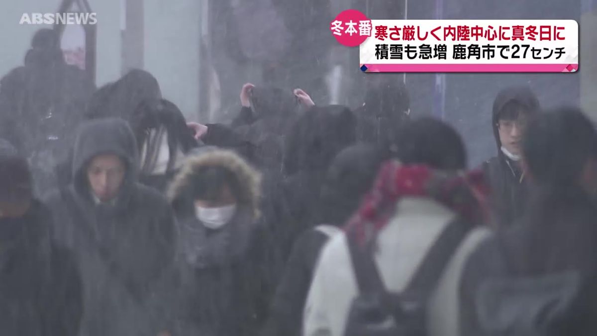 内陸では積雪急増も　寒さ厳しく真冬日も