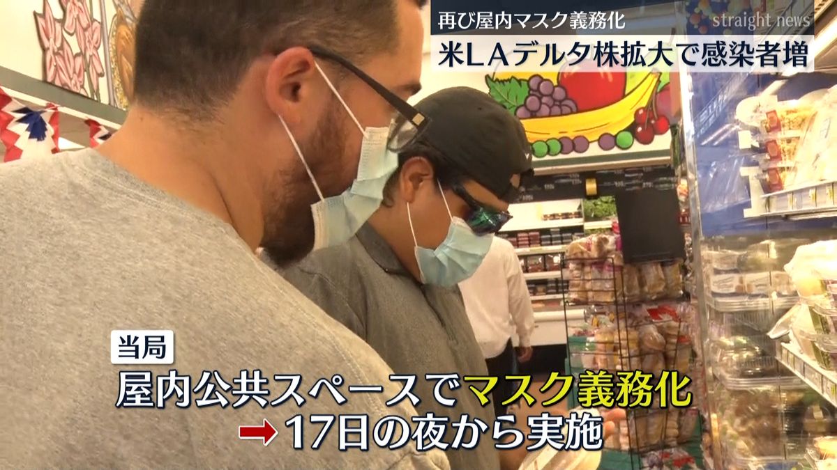 米ＬＡ感染者急増…再び屋内のマスク義務化