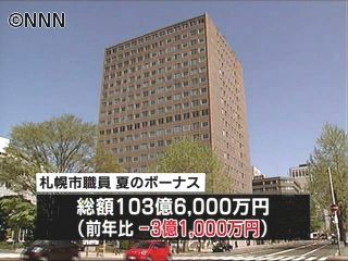 札幌市職員に夏のボーナス　額は９年連続減