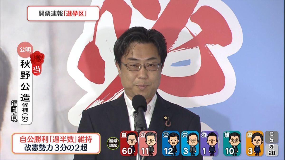 公明・秋野公造氏が当選確実　福岡　現職、医学博士で元厚労省の医系技官　胃がんやピロリ菌などに関する多数の著書あり