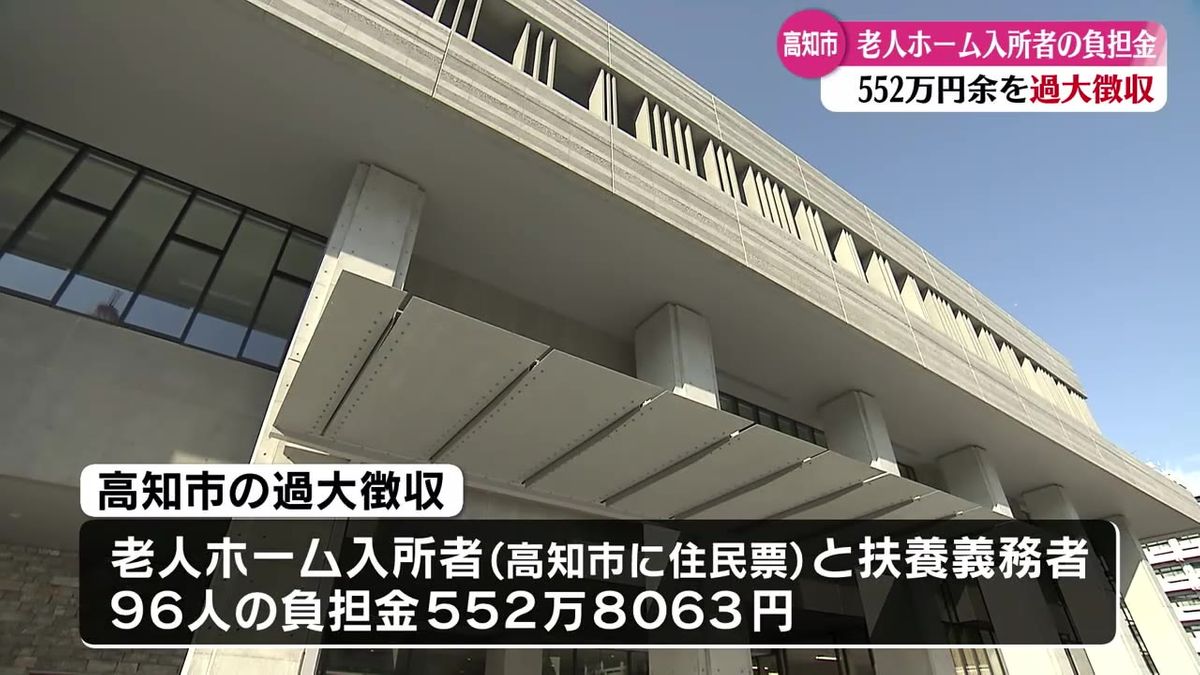 老人ホームの入所者から徴収する負担金 高知市が96人から合わせて552万円あまりを過大徴収【高知】