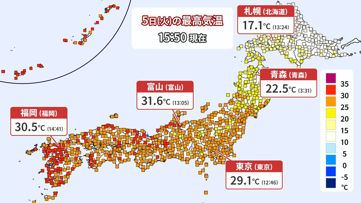 西・東日本暑さ続く　３日連続真夏日の所も