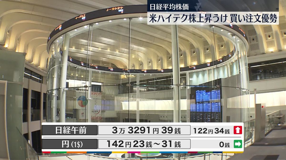 日経平均3万3291円39銭　午前終値