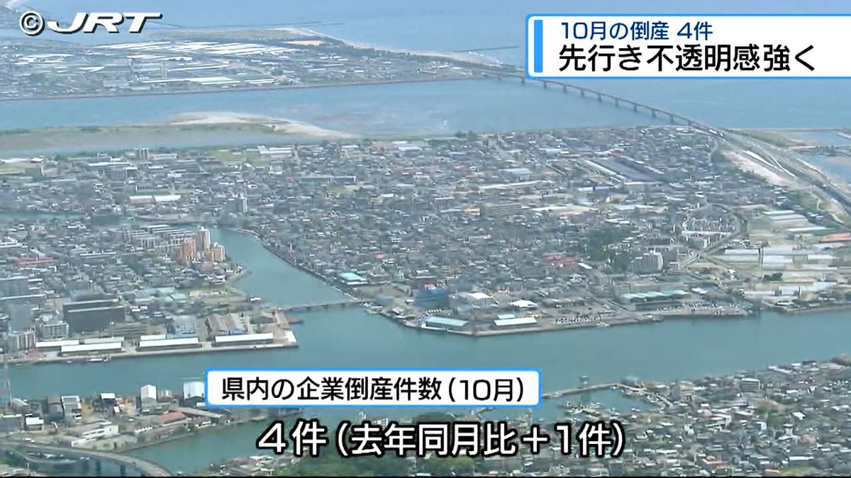 10月の県内倒産4件  すべて零細企業　民間の信用調査会社「今後も増加懸念」【徳島】