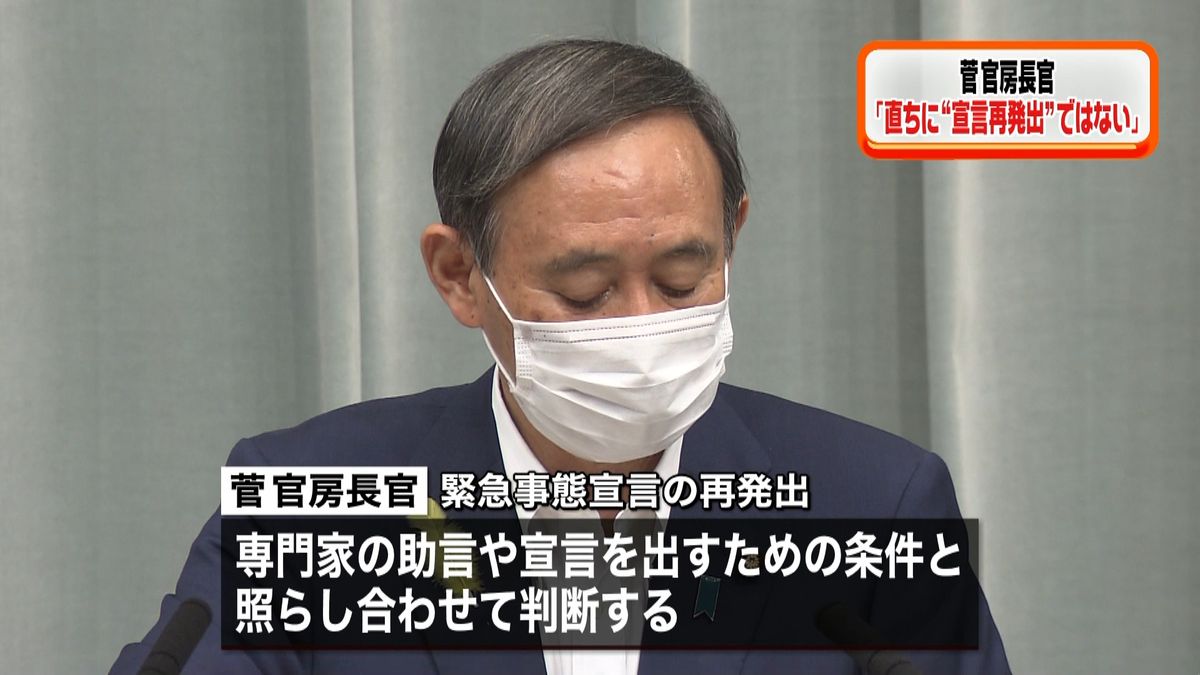 菅長官　“再び緊急事態宣言”の状況にない