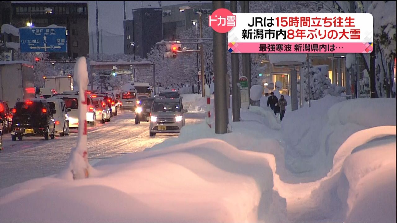 新潟市は一時積雪８０ｃｍ超　８年ぶり大雪