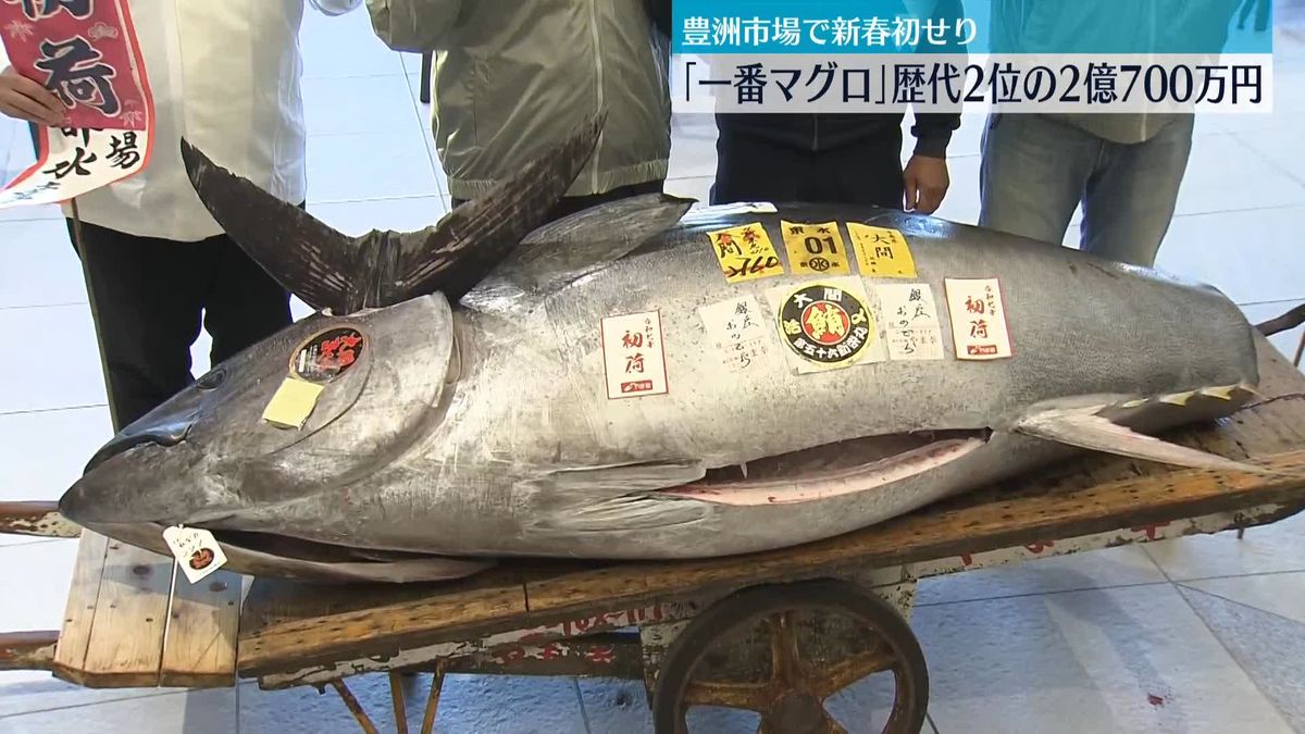 一番マグロは大間産2億円超え　過去2番目の高値　東京・豊洲の初せり