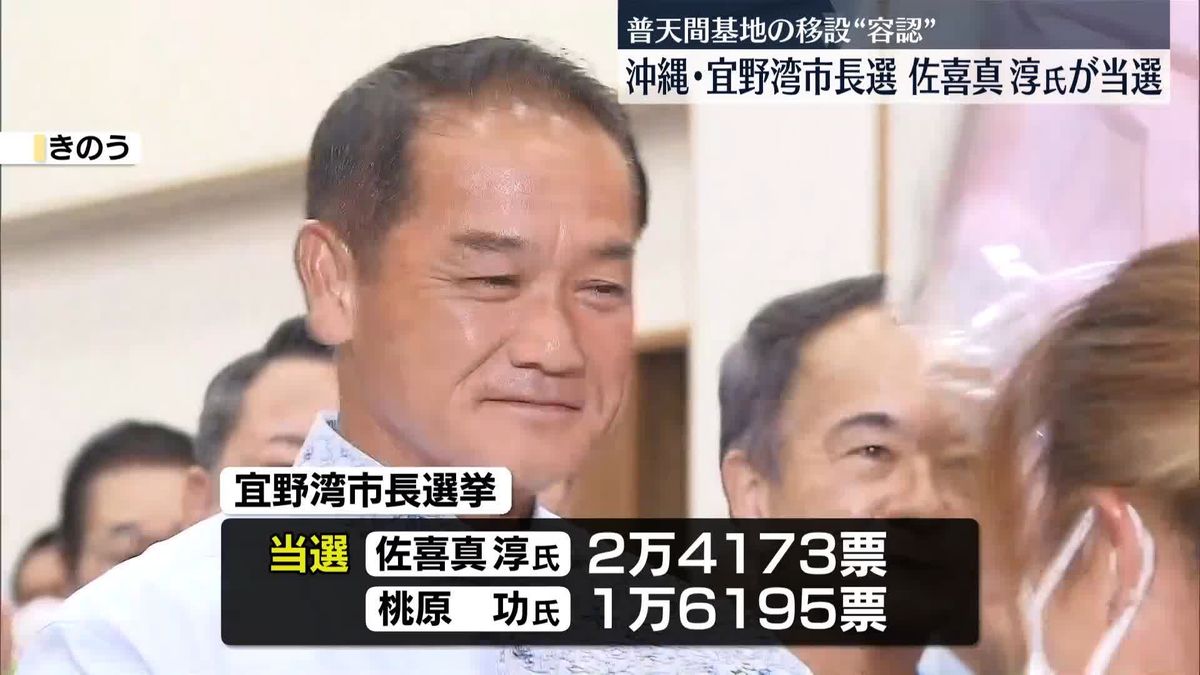 沖縄・宜野湾市長選　佐喜真淳氏が当選　6年ぶりに返り咲き