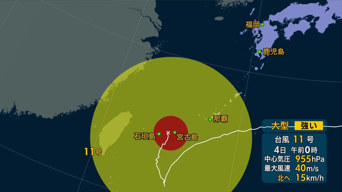 台風11号、強い勢力で先島諸島に最接近