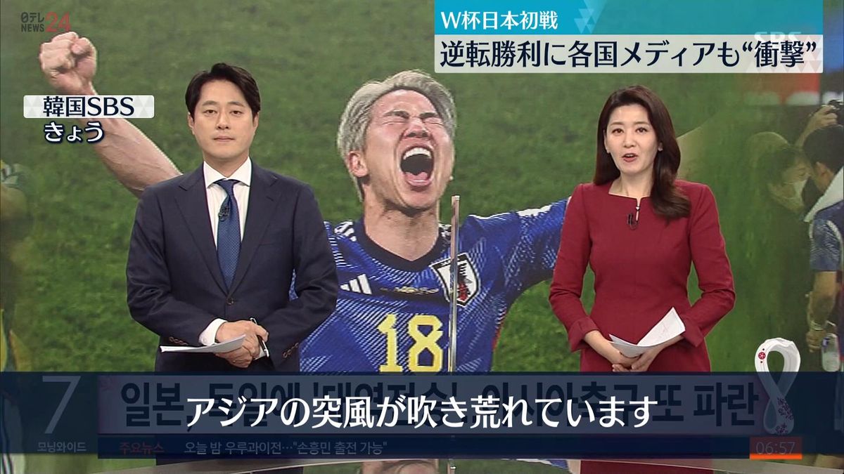 W杯日本初戦逆転勝利に各国メディアも“衝撃”　欧米各国は驚き　韓国もトップ項目