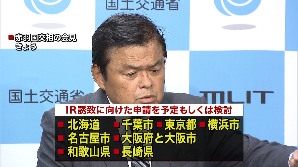 ＩＲ誘致の申請　８地域が予定もしくは検討