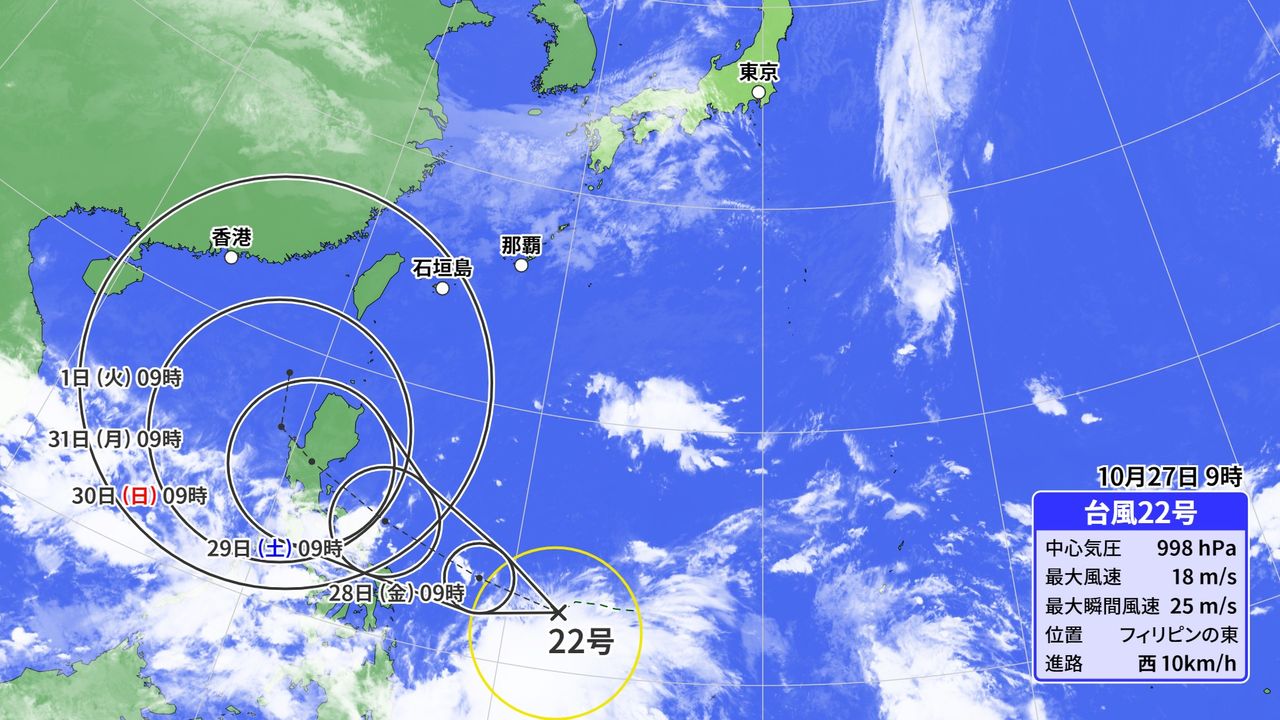 台風22号発生　来週、沖縄に影響おそれも