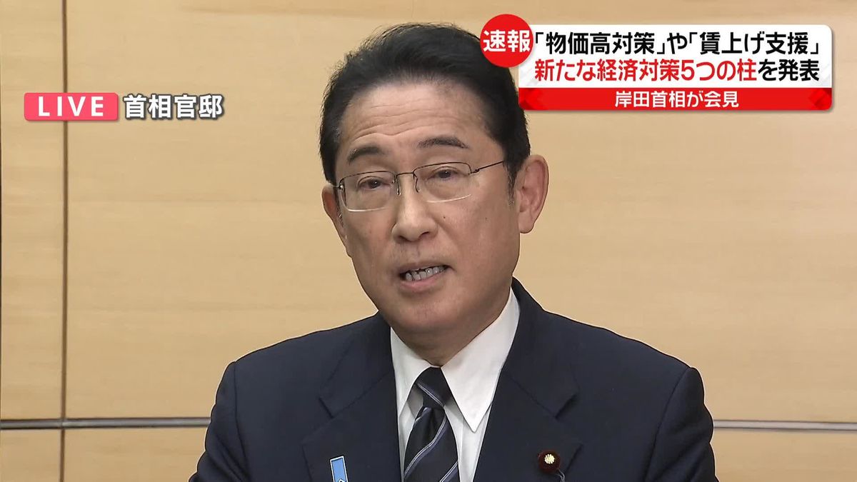 岸田首相、新たな経済対策「物価高対策」「賃上げ支援」など5本の柱を発表