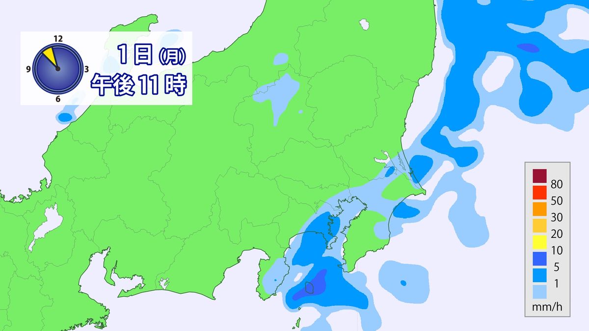 関東地方　２日（火）朝にかけ雷雨の所も