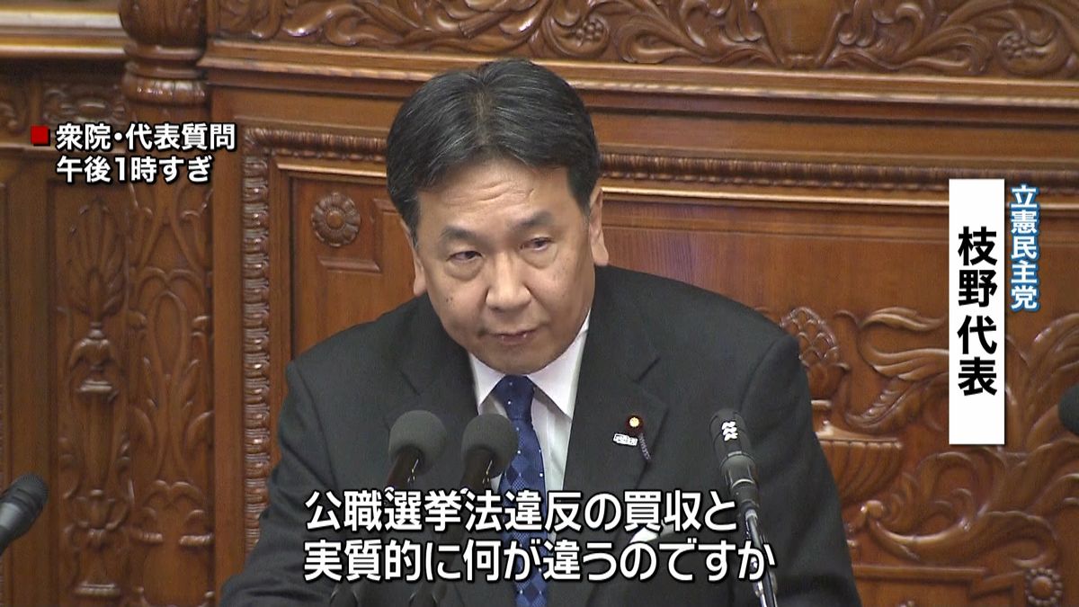 代表質問始まる　「桜を見る会」など追及