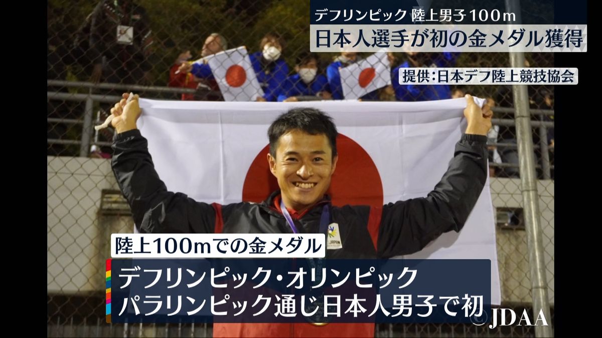 陸上男子100ｍで日本人選手が初の金メダル獲得　デフリンピック
