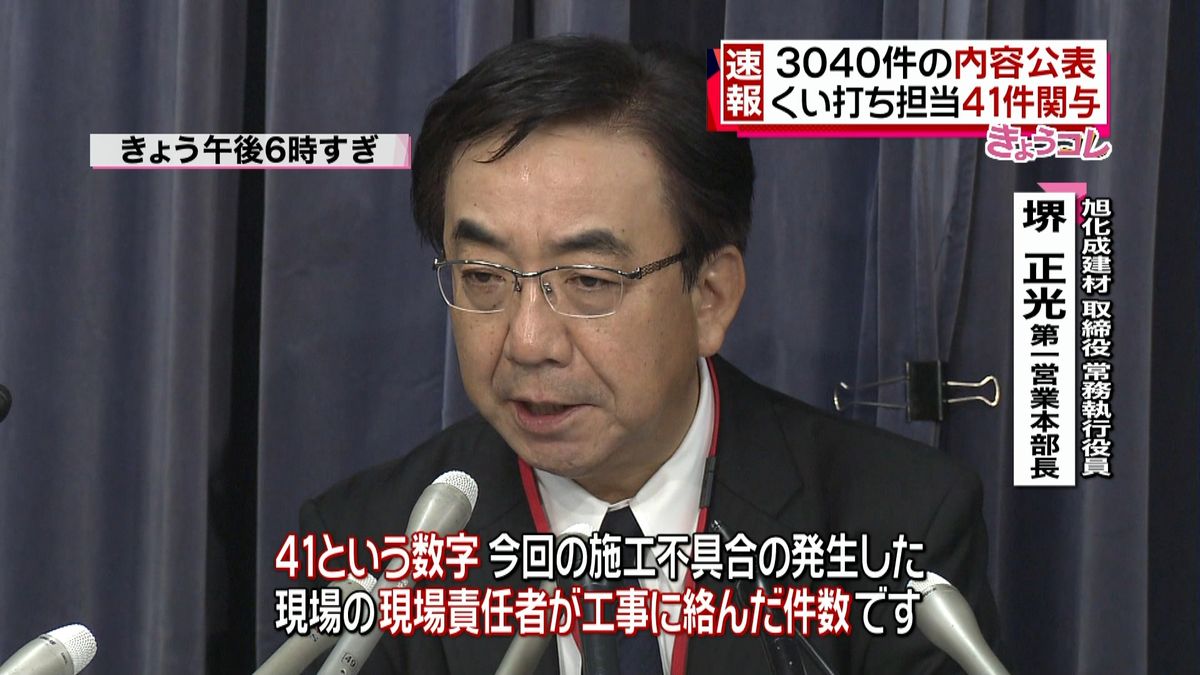 ３０４０件内容公表　杭打ち担当４１件関与