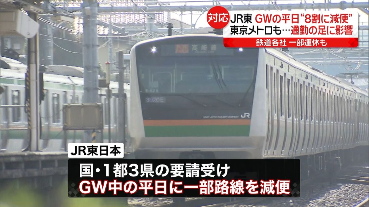 首都圏の鉄道各社　ＧＷの平日は一部減便へ