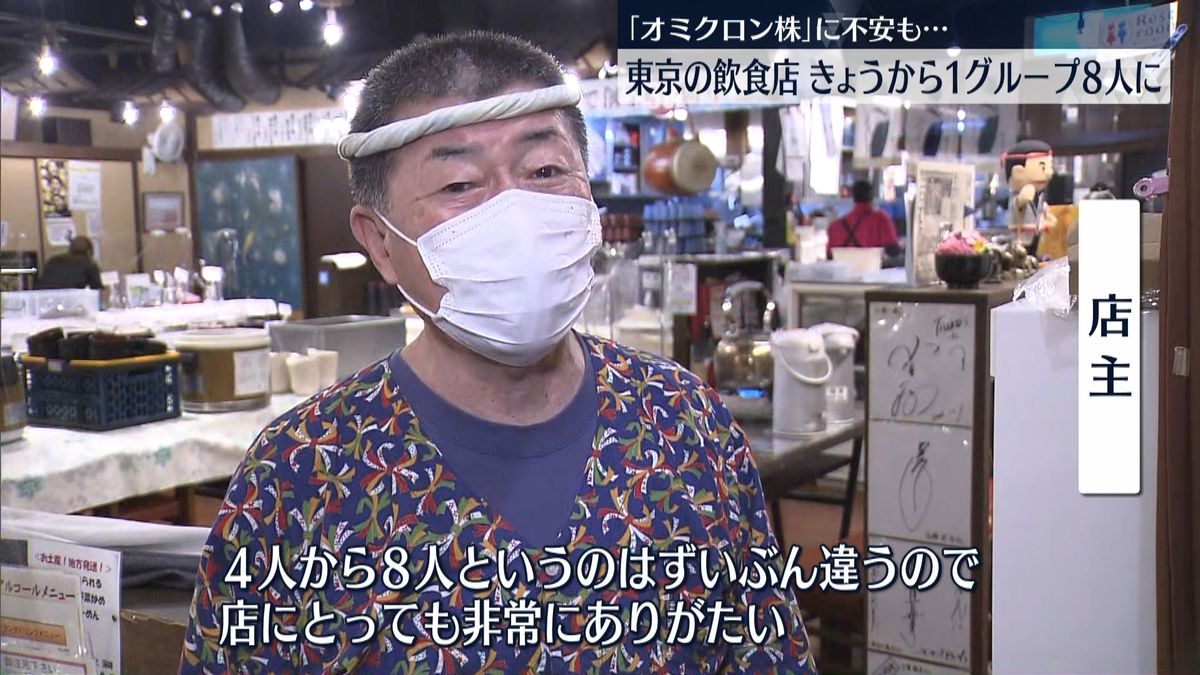 東京都の飲食店　１グループ８人に制限緩和