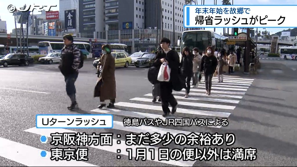 年末年始をふるさとで　帰省ラッシュがピークを迎える　Uターンラッシュは1月3日から4日にかけて【徳島】