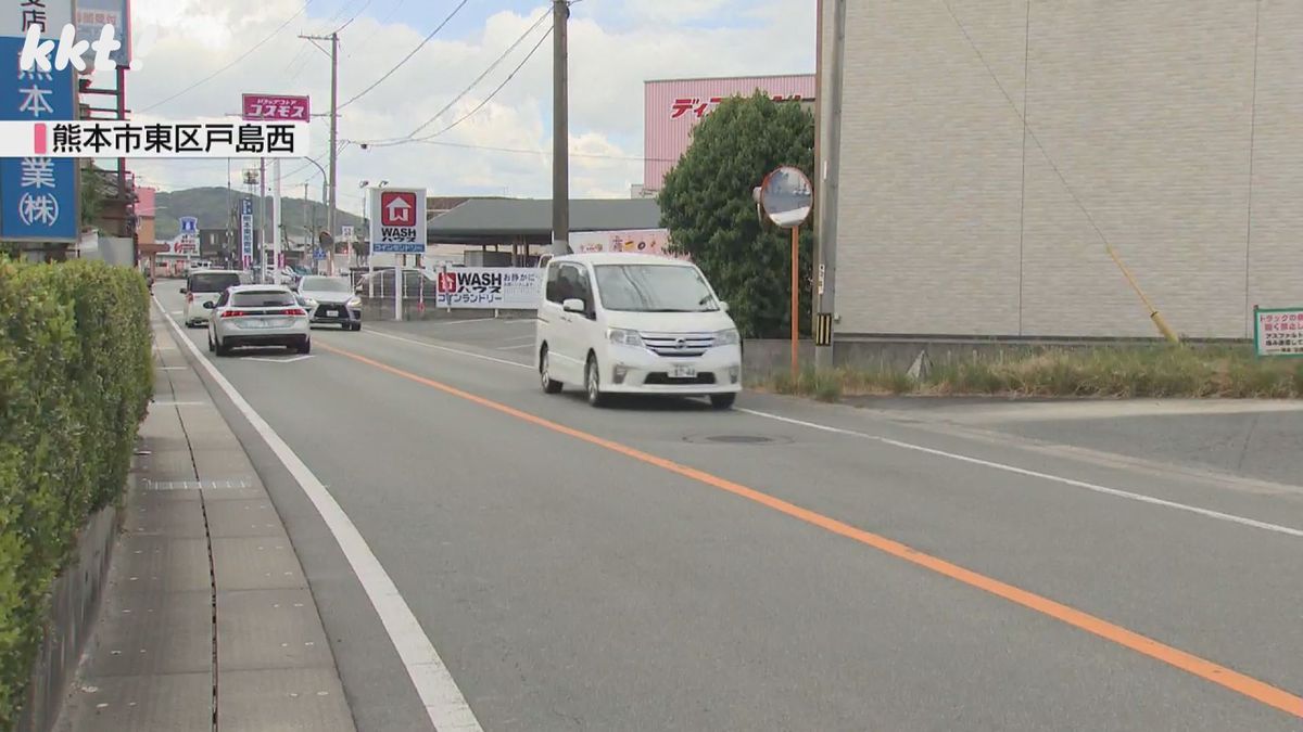 映像が撮影された県道(熊本市東区戸島西)