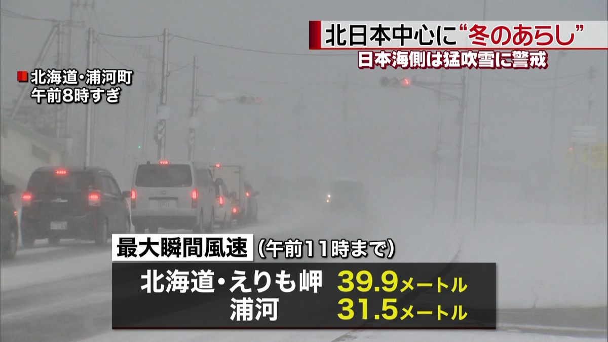 北日本中心に“冬のあらし”　猛吹雪に警戒